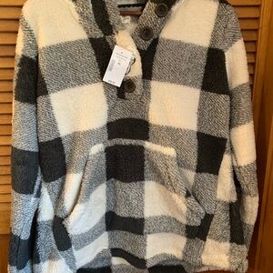 Cozy Plaid Teddy Bear Fleece Hoodie